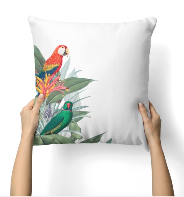 Canvas Dazzle Cushion Cover in White & Green, 40x40 cm, a durable decorative pillow with a fresh and vibrant pattern, perfect for brightening up your living space with a modern design