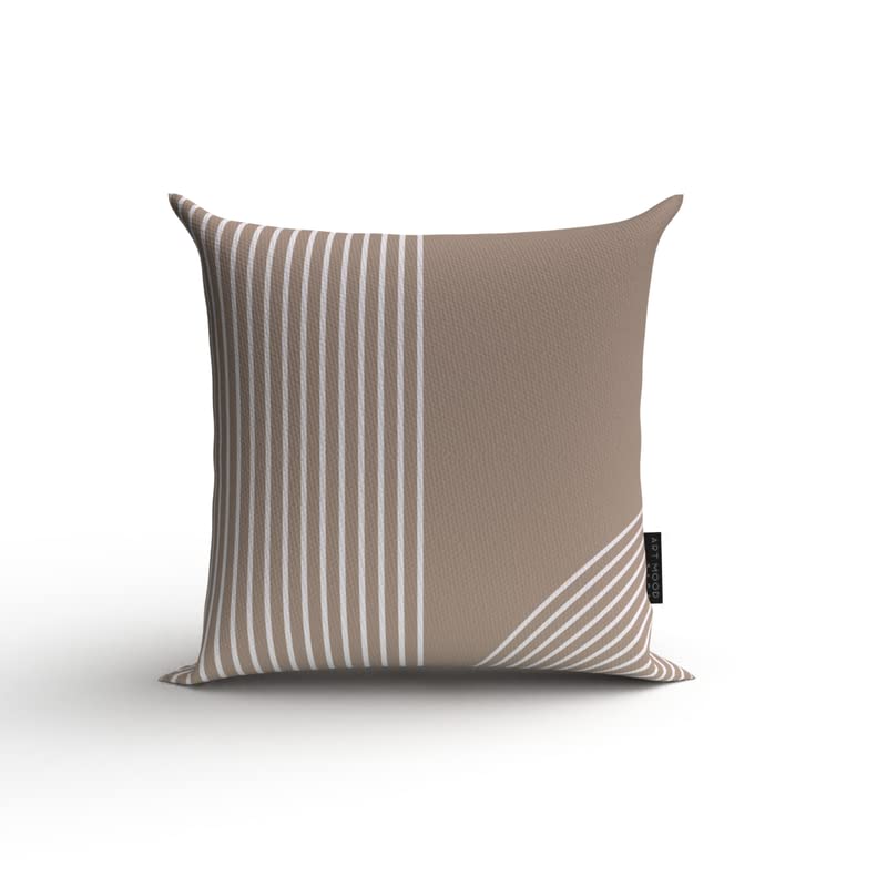 Lynn 2 Velvet Cushion Cover in Beige & White, a plush decorative pillow with a sophisticated modern geometric design, 40x40 cm, blends luxurious comfort with a chic and timeless pattern