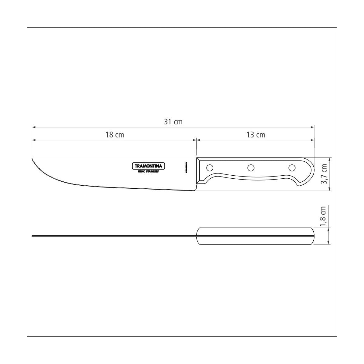 Polywood Stainless Steel Kitchen Knife with Wooden Handle, 7-Inch Blade, Red - Designed for High Performance and Durability, Ideal for Professional and Home Kitchens, Precision Cr
