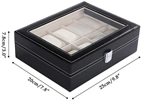 Watch Box Organizer Durable PU Leather Watch Box 10 Grid Slots for Men Women Watches Jewelry Storage Elegant Design