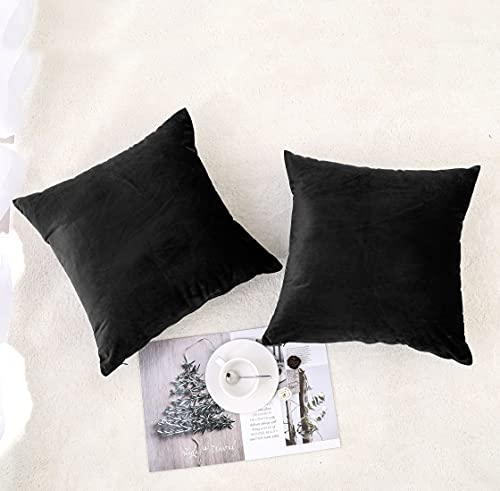 Soft Thick Velvet Throw Pillow Covers Decorative Square Cushion Cover For Couch Sofa Bedroom Living Room - set of 2 Pieces