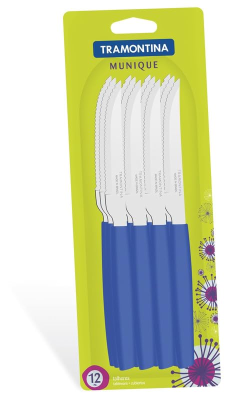 Munich 12-Piece Barbecue Knife Set - High-Durability Stainless Steel, Comfortable Polypropylene Handles, Long-Lasting Quality - Blue - Designed for High Performance and Durability