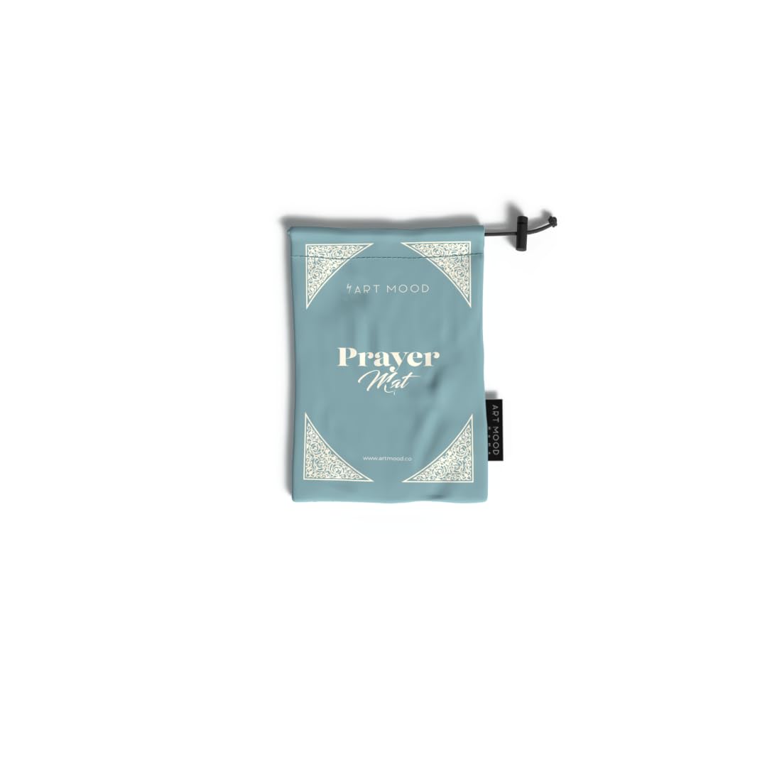 Al-Qubba Portable Prayer Mat, a Waterproof and Lightweight Travel Rug that folds to a Compact Pocket Size, Blue, a Perfect Janamaz for Muslim Prayer (Salah) anywhere, indoors or outdoors