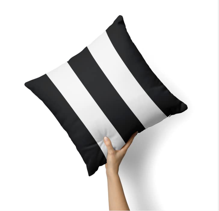 Stripes Cushion Cover in Black & White, 40x40 cm, a decorative throw pillow with a classic and bold linear pattern, perfect for adding a graphic and modern accent to your home decor