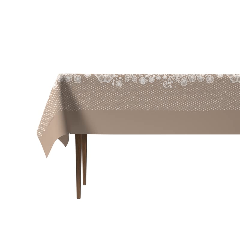 Slate Waterproof Tablecloth in Beige & White, a 140x300 cm Rectangular Table Cover of Modern Spillproof Polyester, a Chic Stain-Resistant Protector for Large Contemporary Tables