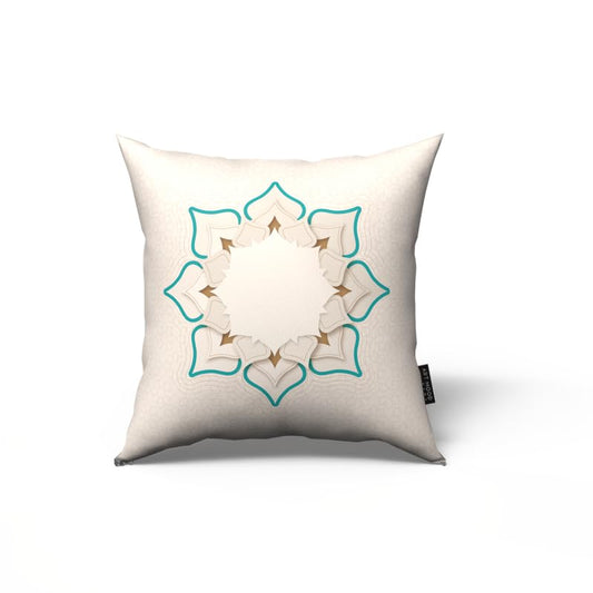 Dorra Velvet Cushion Cover, a beautiful multicolor 40x40 cm decorative throw pillow with a jewel-like Islamic pattern, perfect for adding a touch of elegance and color to Ramadan decor