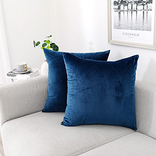 Soft Thick Velvet Throw Pillow Covers Decorative Square Cushion Cover For Couch Sofa Bedroom Living Room - set of 2 Pieces