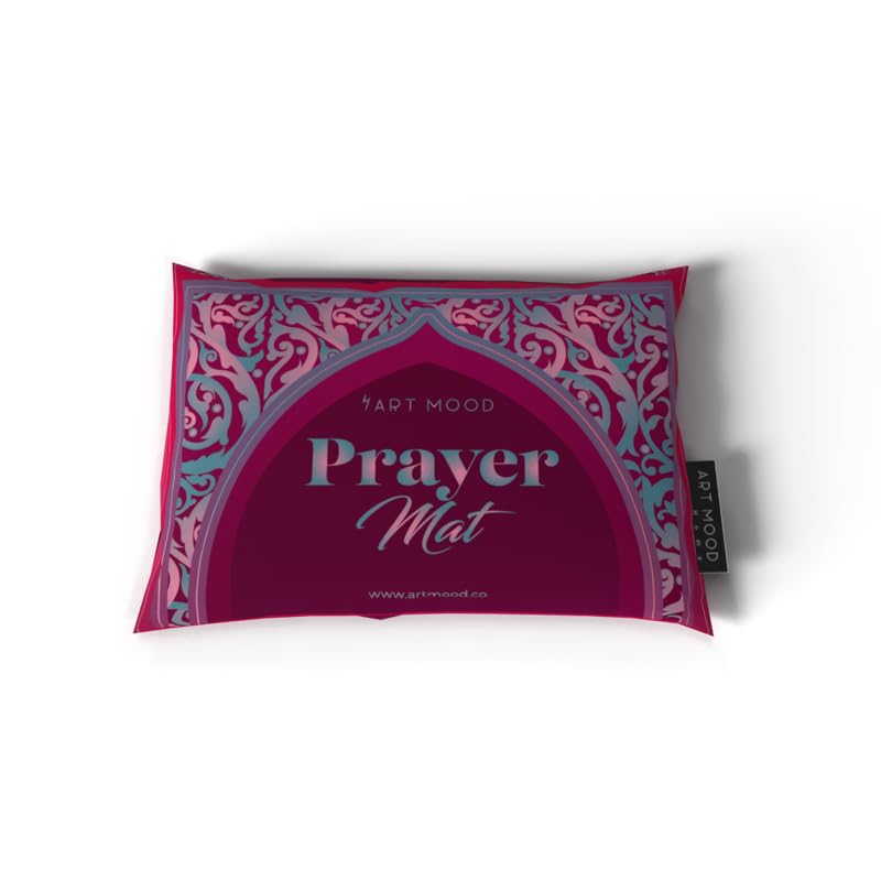 Al-Hedaya Velvet Prayer Mat, a Luxurious Islamic Rug in Fuchsia & Turquoise from Soft Velvet, 68x117 cm, for Comfortable Prayer, a Vibrant Salah Mat for Home, Mosque, or Travel