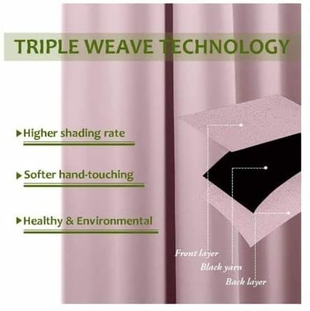 Pink Blackout Curtains - steel Grommets - thermal Insulated fabric – for room darkness – 1 panel