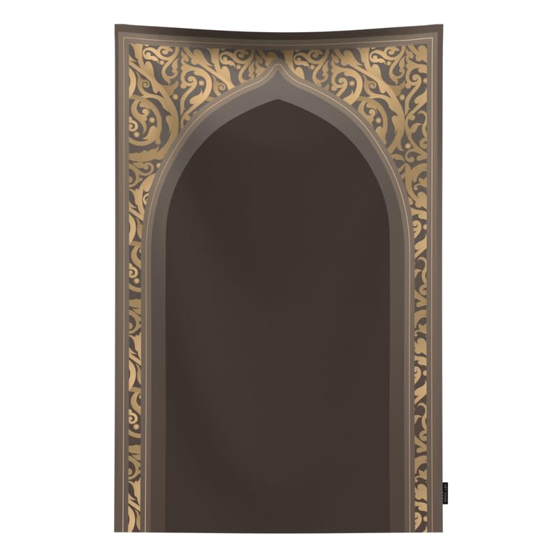 Al-Hedaya Waterproof Prayer Mat, a Durable Rug in Brown made from Wipeable Material, 68x117 cm, for Comfortable Prayer, an Easy-to-Clean Salah Mat for Outdoor, Indoor, and Travel