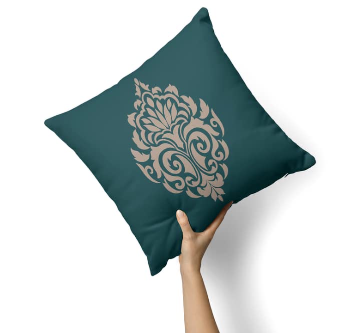 Canvas Damask Green Cushion Cover, a durable decorative pillow with a sophisticated pattern in a calming green, 40x40 cm, perfect for adding a touch of traditional elegance to any room