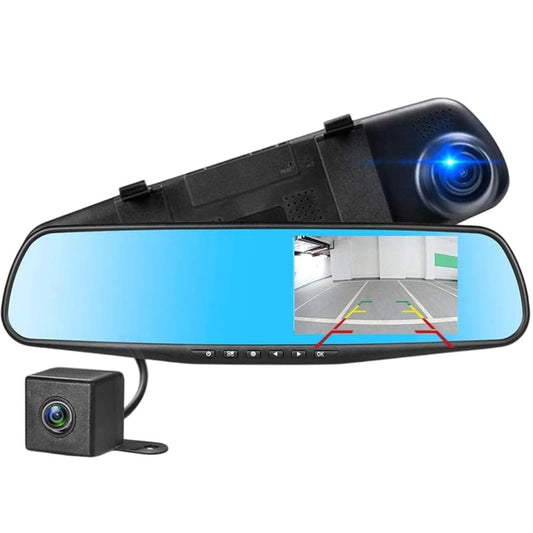 Dash Cam Mirror 1080P Full HD Front and Rear Dual Lens Car Driving Recorder, Wide-Angle Dashboard Camera DVR with G-Sensor, Loop Recording, Parking Mode, Motion Detection (Blue)