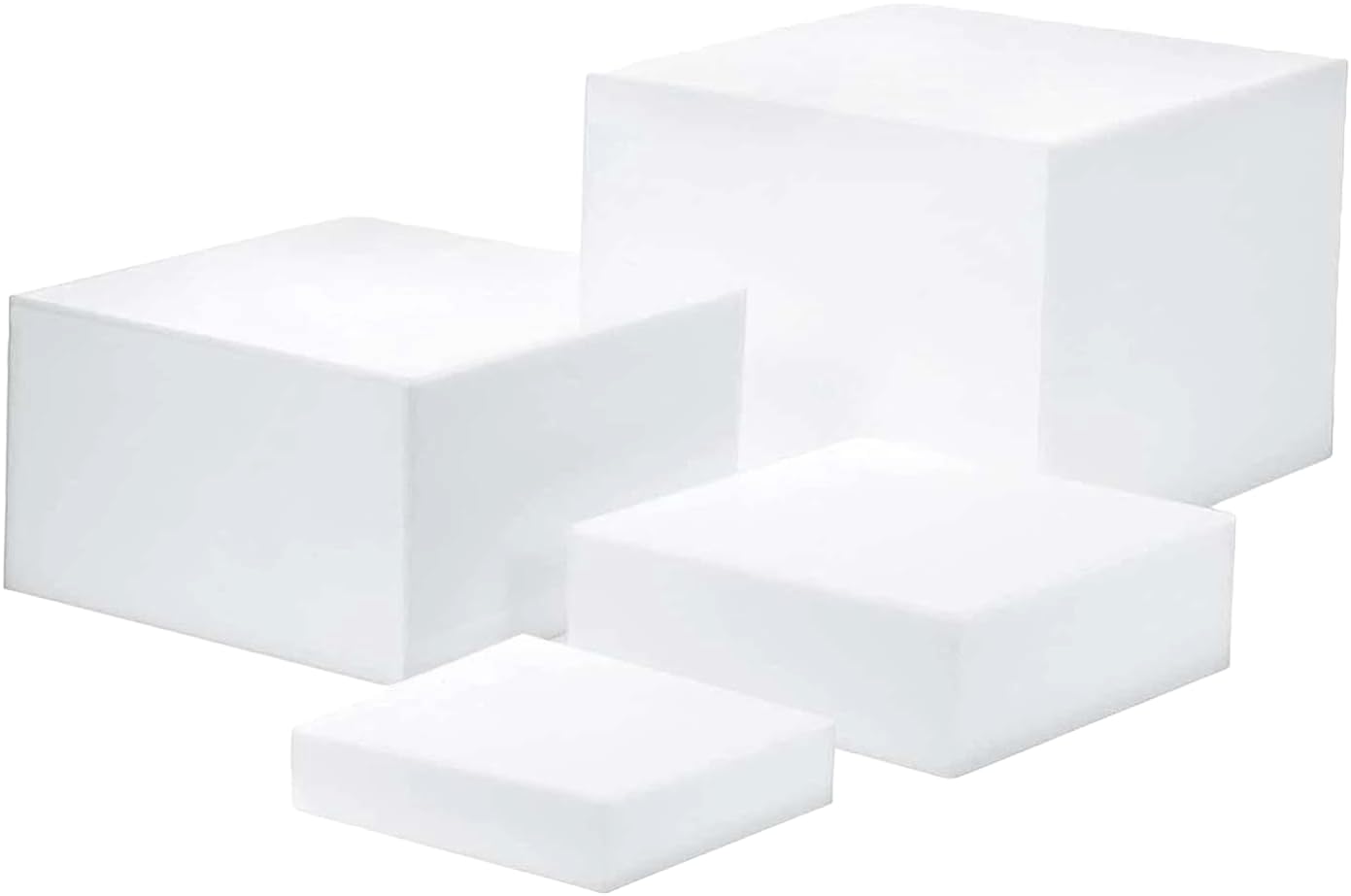 4-Piece Acrylic Buffet Risers, Stackable Cube Display Stand with Interlocking Risers for Candy, Cupcakes and Party Decor, Clear Plinths for Weddings, Birthdays and Events