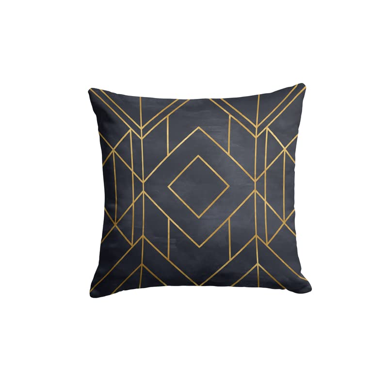 Velvet Golds Graphite Cushion Cover in Dark Blue & Gold, 40x40 cm, a luxurious decorative pillow with a stunning, opulent design that adds a touch of drama and elegance to your sofa