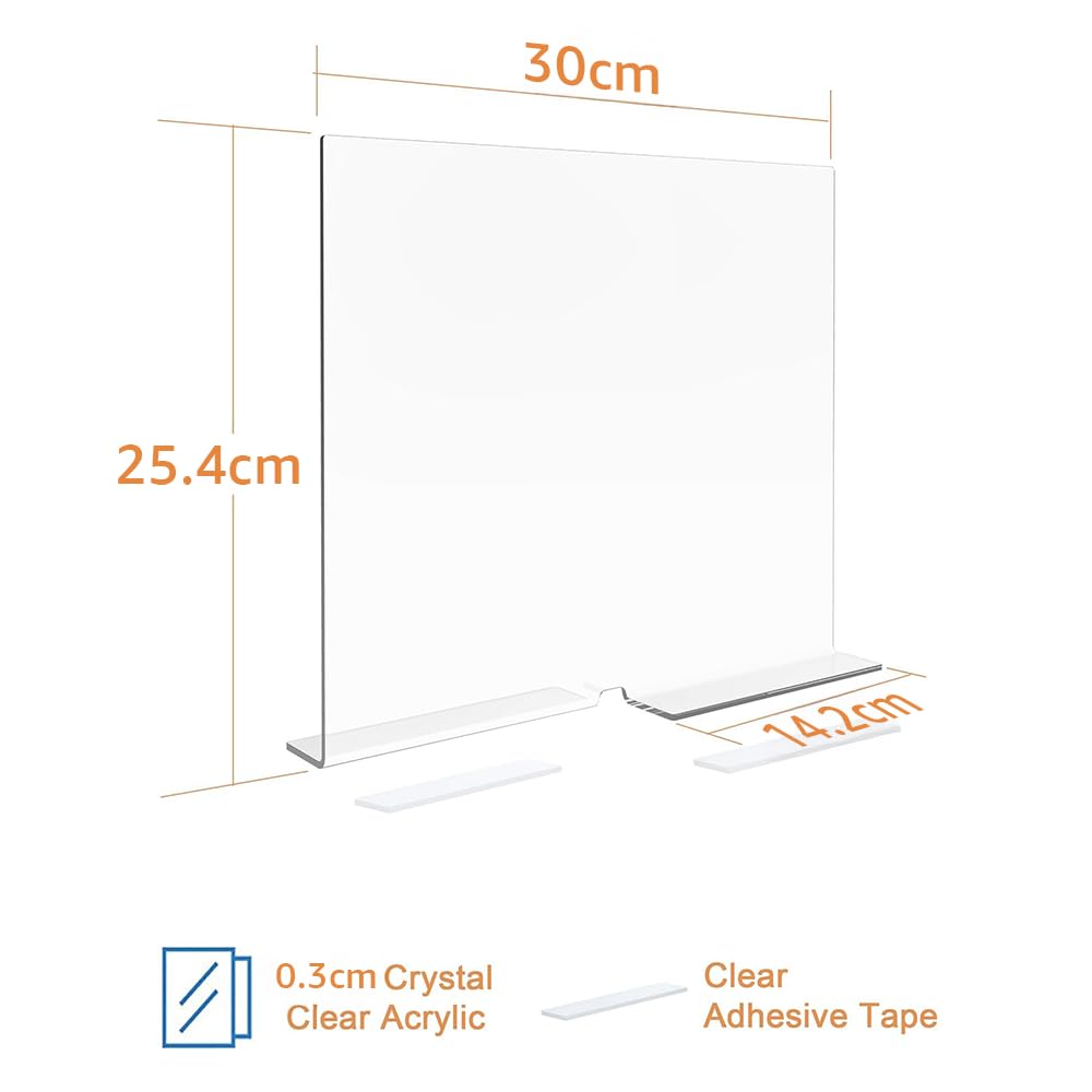 4-Pack Acrylic Shelf Dividers, Clear Closet Shelf Organizers and Separators for Home Storage, Ideal for Kitchen Cabinets, Bedroom Closets, and Office Shelving Units, Transparent Design