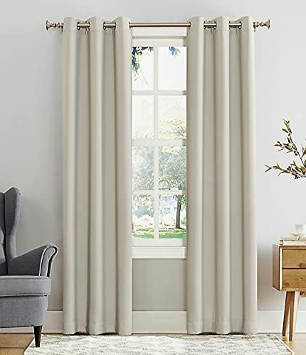 Off White Blackout Curtains - Steel Grommets - Thermal Insulated Fabric – For Room Darkness – 1 Panel