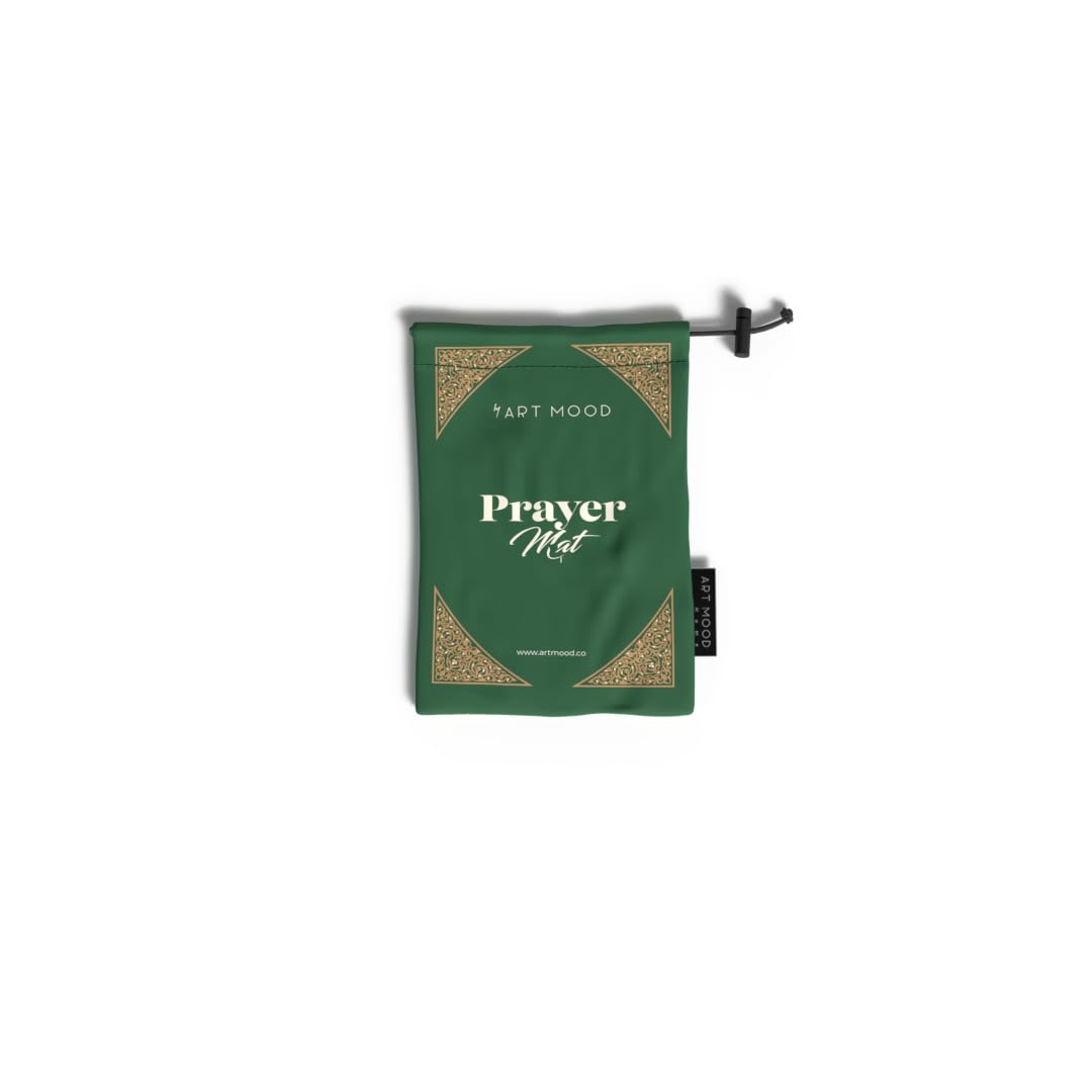 Al-Qubba Portable Prayer Mat, a Waterproof and Lightweight Travel Rug, Compact and Foldable to Pocket Size, Green, Perfect for Ensuring a Clean and Convenient Space for Muslim Prayer on the Go
