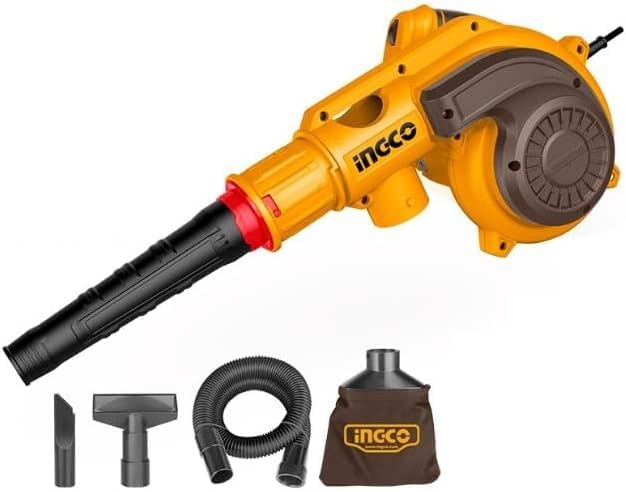 INGCO Electric Blower, 800W, 15,000 RPM, 0-4.5 m³/min, Variable Speed control, Includes : 1PCS Dust Bag, 1PCS Flexible Tube, 2PCS Suction Nozzles, 1PCS Carbon Brushes, Model AB8038