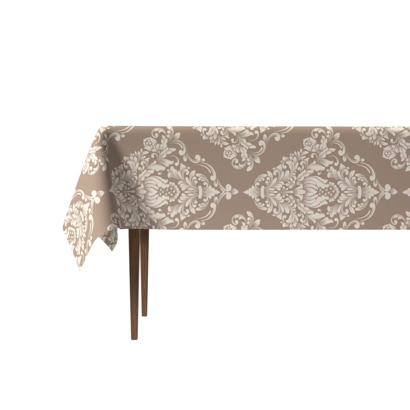 Royal Waterproof Tablecloth in Beige & White, a 140x300 cm Rectangular Table Cover of Spillproof Polyester, an Elegant Stain-Resistant Protector for Formal Dining or Large Tables