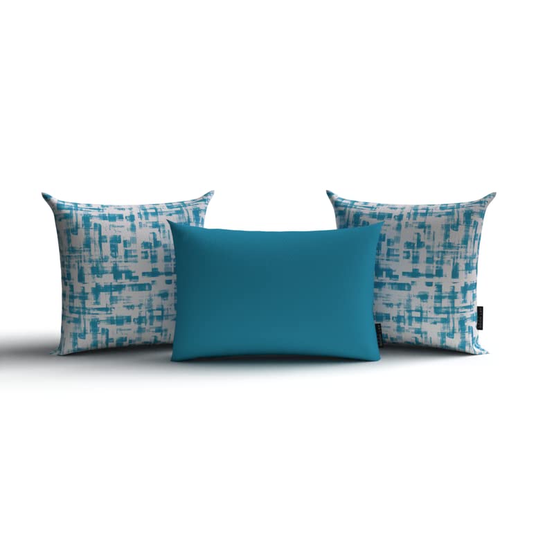 Izzy Set Canvas Cushion Cover in Turquoise & White, a durable decorative pillow with a vibrant, refreshing pattern, 40x40 cm, perfect for a coastal, breezy, and modern home decor style