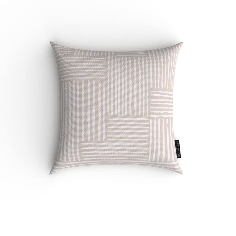 Hazel 1 Canvas Cushion Cover in Beige & White, a durable decorative pillow with a warm and inviting modern design, 40x40 cm, perfect for creating a cozy and stylish atmosphere in any room