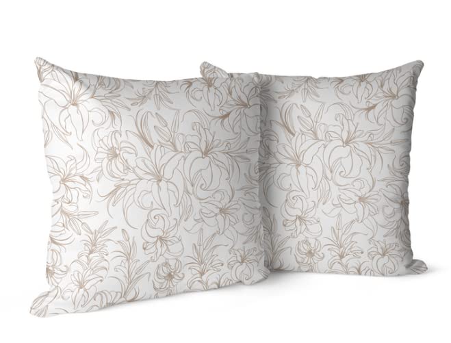 Canvas Jia Cushion Cover in Beige & White, 40x40 cm, a durable decorative pillow with a subtle and elegant design, perfect for creating a serene and minimalist look in your home decor