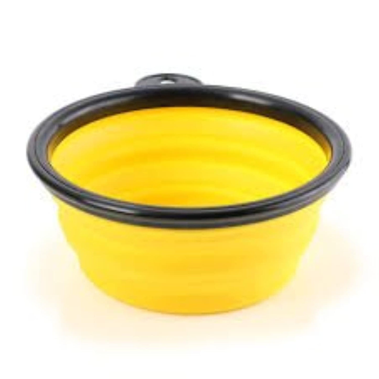 Collapsible travel dog bowls with carabiners / clips - use feeder for food or water bowls durable, durable silicone design! (yellow)