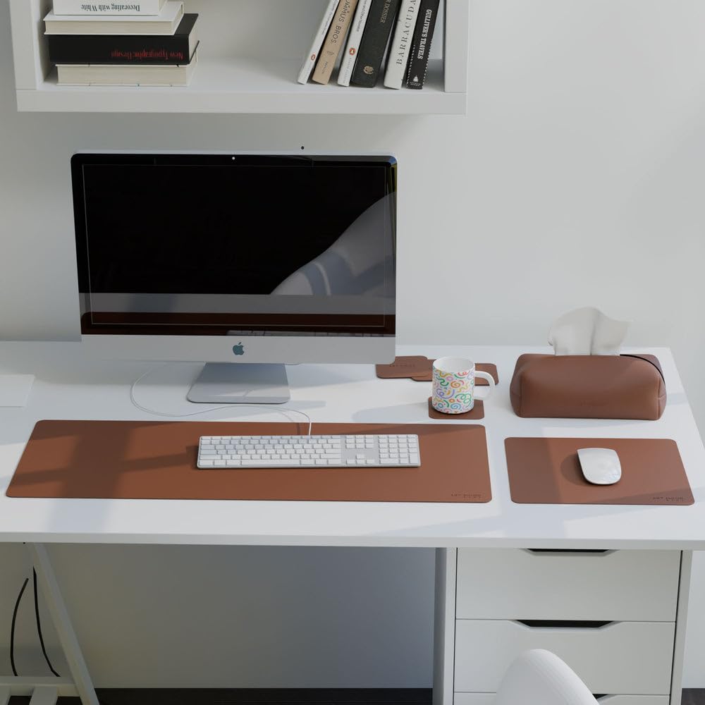 Leather Office Set - Premium Faux Leather Desk Accessories with Elegant Detailing, Perfect for Organizing Home Office or Professional Workspace