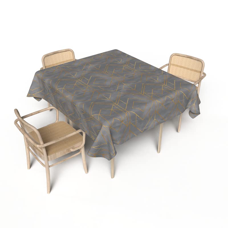 Golds Grey Waterproof Tablecloth in Yellow & White, a 140x140 cm Square Table Cover made from Durable Polyester, a Spillproof and Easy-to-Clean Protector for a Bright, Modern Table