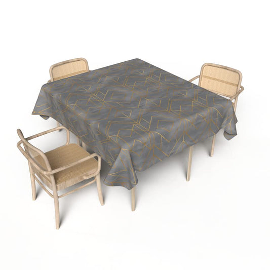 Golds Grey Waterproof Tablecloth in Yellow & White, a 140x140 cm Square Table Cover made from Durable Polyester, a Spillproof and Easy-to-Clean Protector for a Bright, Modern Table
