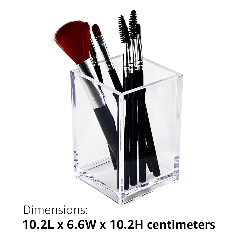 Clear Acrylic Pencil and Pen Holder Cup, Elegant and Modern Makeup Brush Holder, Heavy-Duty Round Stationery Organizer for Office Desk Accessory and Home Use