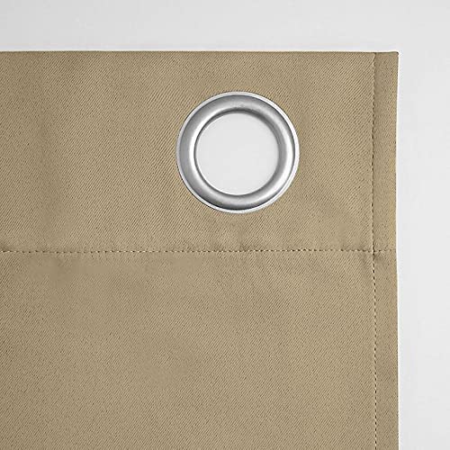 Blackout Curtains with Tiebacks - Thermal Insulated, Light Blocking and Noise Reducing Grommet Curtain Drapes for Bedroom and Living Room, Set of 2 Panels,
