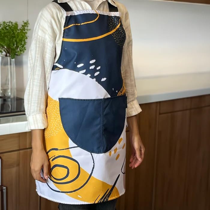 Apron, Cross-Back Design, Soft Cotton-Like Fabric, One Size, Lightweight Breathable Unisex with Front Pocket, for Cooking, and Daily Use