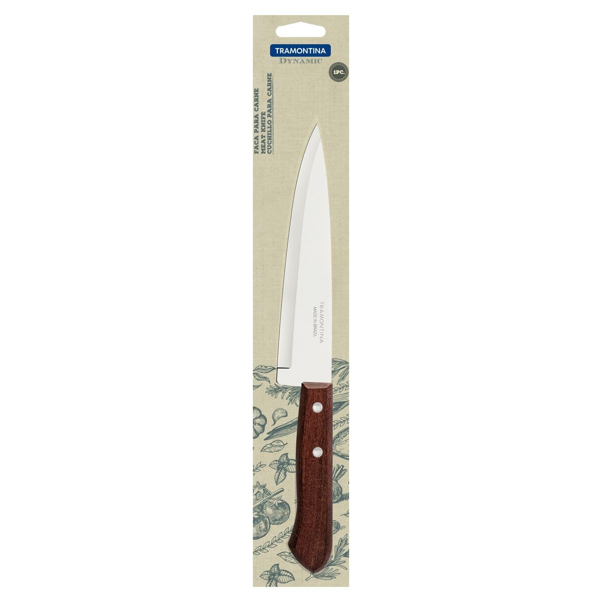 Dynamic Kitchen and Fish Knife, Stainless Steel Blade for Versatile Cutting, Natural Wood Handle with Aluminum Rivets, Durable and Resistant