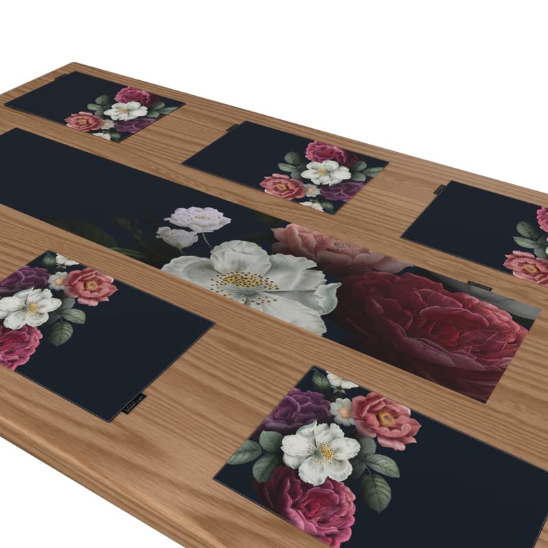 Canvas Floral Dreams Placemats, Set of 6 Durable Table Mats with a Whimsical Multicolor Design, each 45x30 cm, Washable and Heat-Resistant for Protecting your Dining Table