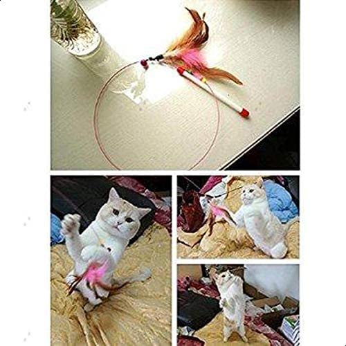 Colorful feather tease cat toy funny cat catcher teaser stick rod pet toys