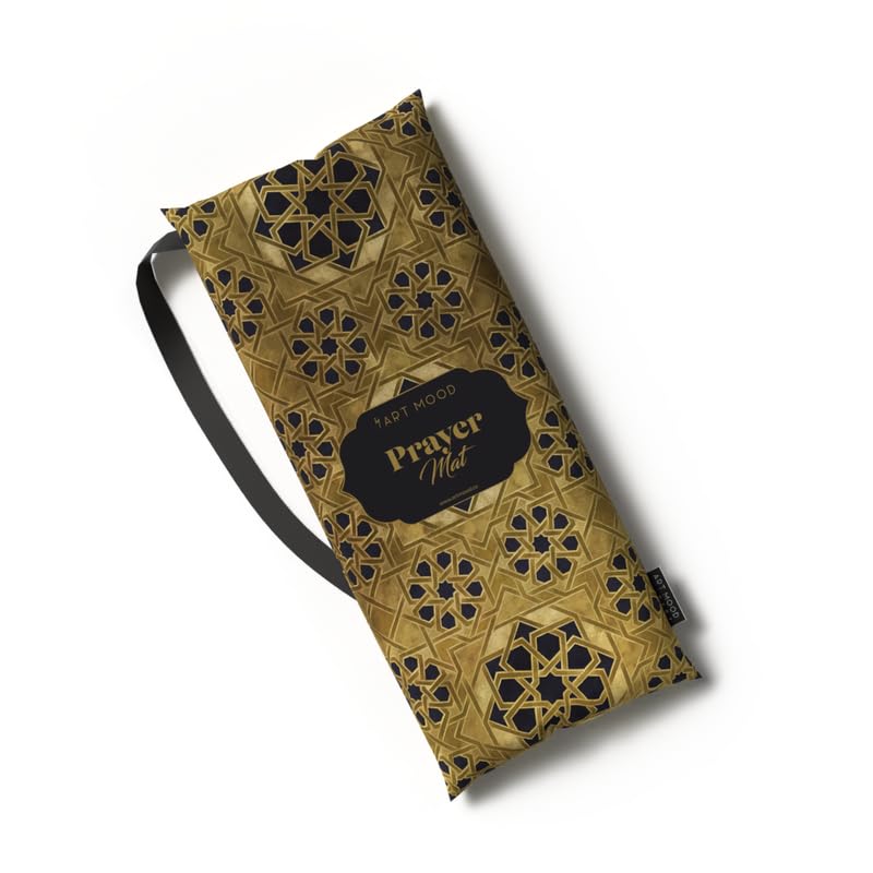 Padded Prayer Rug for Kids in stylish Gold and Black velvet, 57x95 cm, a soft and comfortable mat that helps create a positive and cozy prayer routine for your little ones