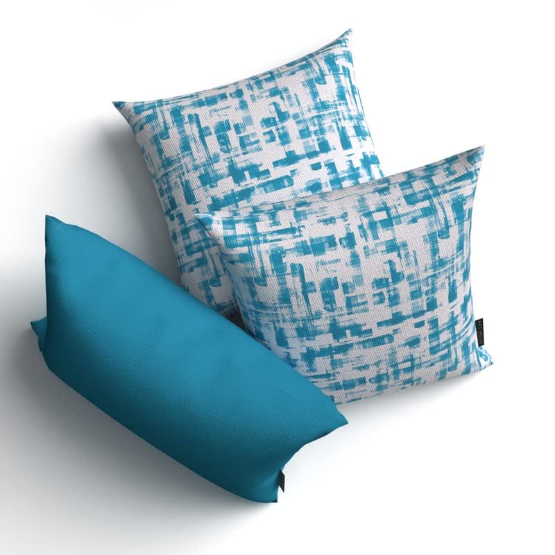 Izzy Set Velvet Cushion Cover in Turquoise & White, a plush decorative pillow with a chic and refreshing pattern, 40x40 cm, combines luxurious softness with a vibrant, coastal-inspired vibe