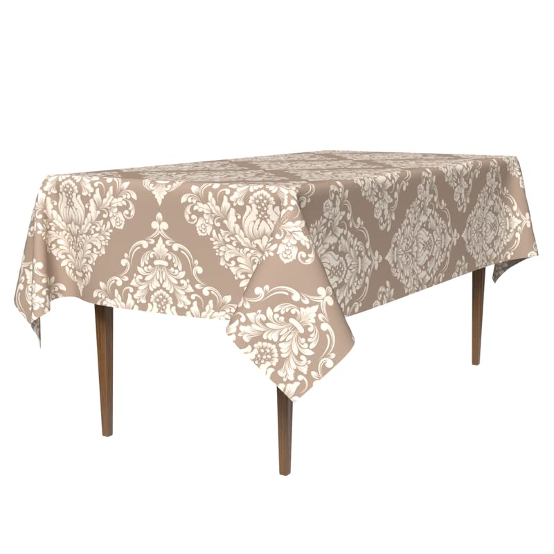 Royal Waterproof Tablecloth in Beige & White, a 140x300 cm Rectangular Table Cover of Spillproof Polyester, an Elegant Stain-Resistant Protector for Formal Dining or Large Tables