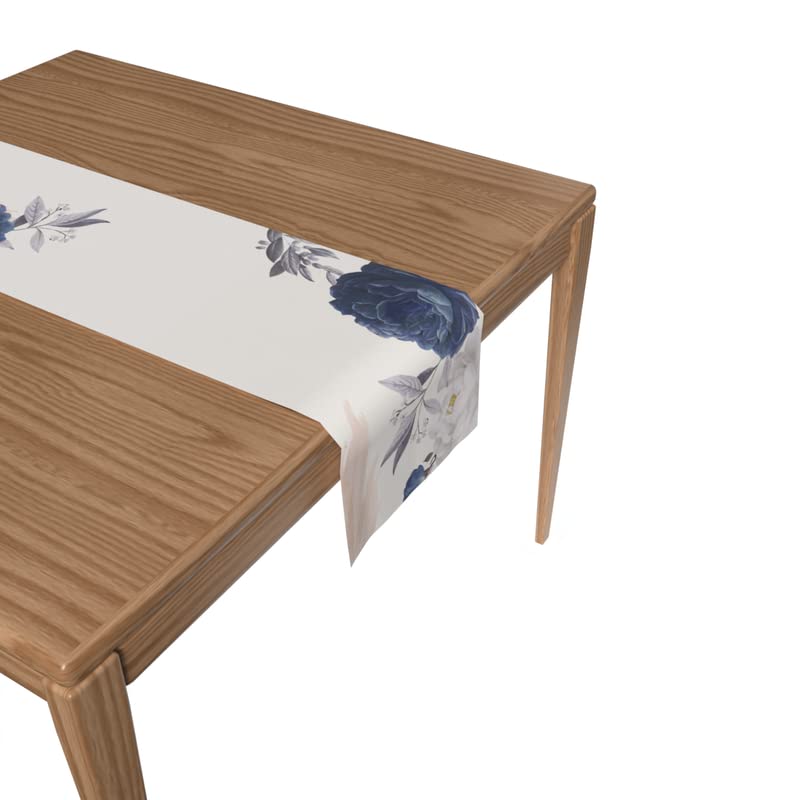 Canvas Bloom Runner in Blue & White, a Durable Decorative Centerpiece with a Fresh Floral Design, 35x140 cm, perfect for adding a Touch of Elegance and Serenity to your Dining Table