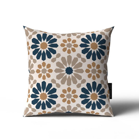 Ace2 Velvet Cushion Cover, a modern multicolor 40x40 cm decorative throw pillow with a contemporary Islamic art pattern, a perfect festive accent for a stylish Ramadan home decor theme