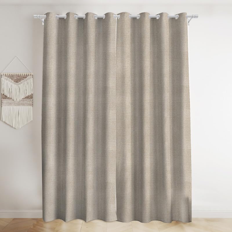 Natural Linen Curtains & Drapes with Steel Grommets, providing Semi-Sheer privacy and Light Filtering for Bedroom-Living Room. 2 Pieces