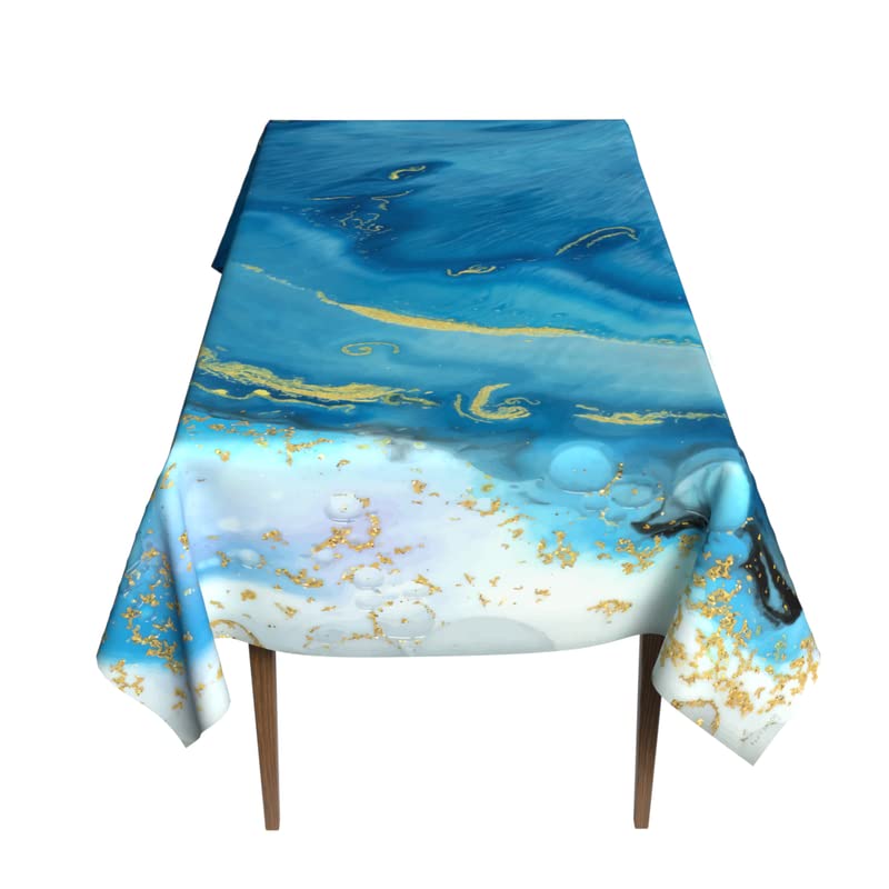 Blues Waterproof Tablecloth in a Solid Blue, a 140x300 cm Rectangular Table Cover made from Durable Spillproof Polyester, a Versatile and Stain-Resistant Protector for Everyday Dining