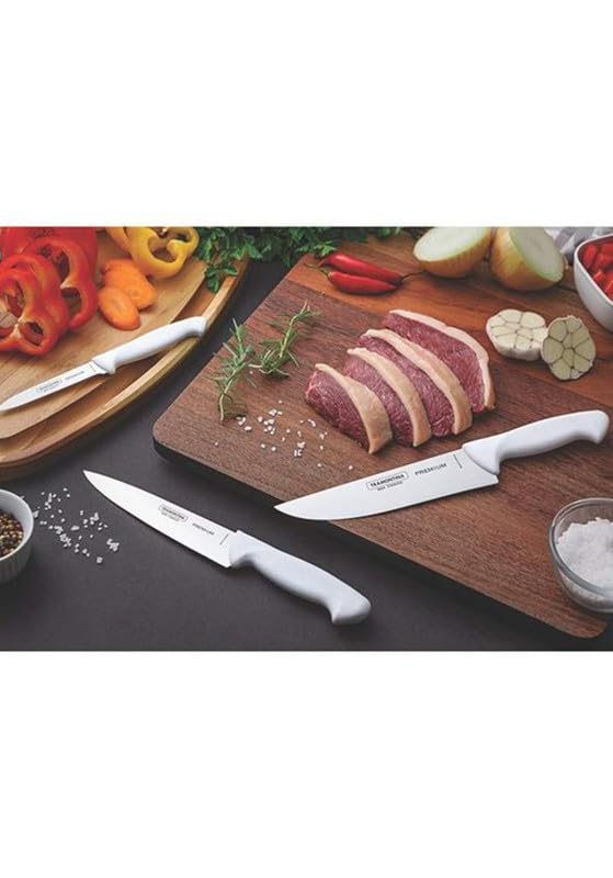Premium Knife Set, 3-Piece with White Handles – High-Quality Stainless Steel Blades for Precision Cutting, Perfect for Everyday Kitchen Use - Designed for High Performance and Dur