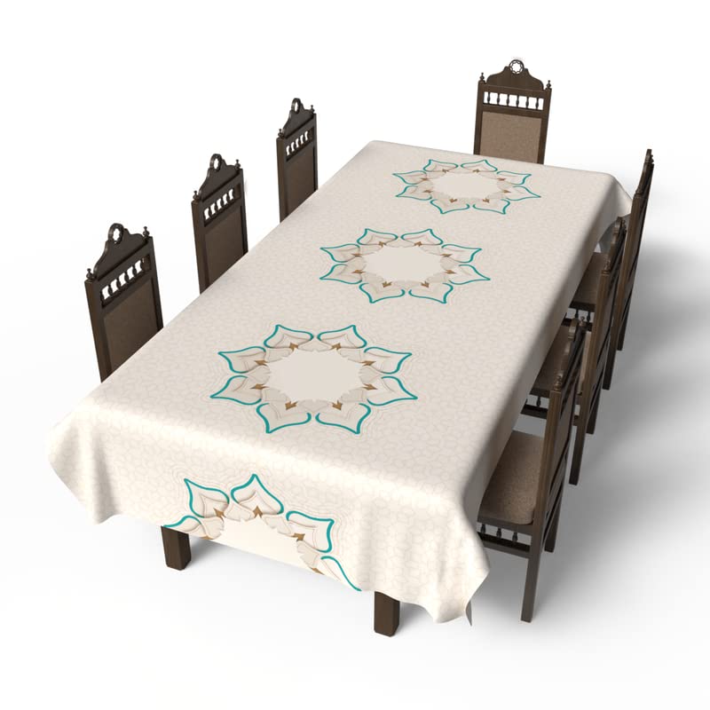 Islamic Dora Waterproof Tablecloth, a Multicolor 140x300 cm Rectangular Table Cover of Spillproof Polyester, a Vibrant Stain-Resistant Protector for Parties and Festive Dining