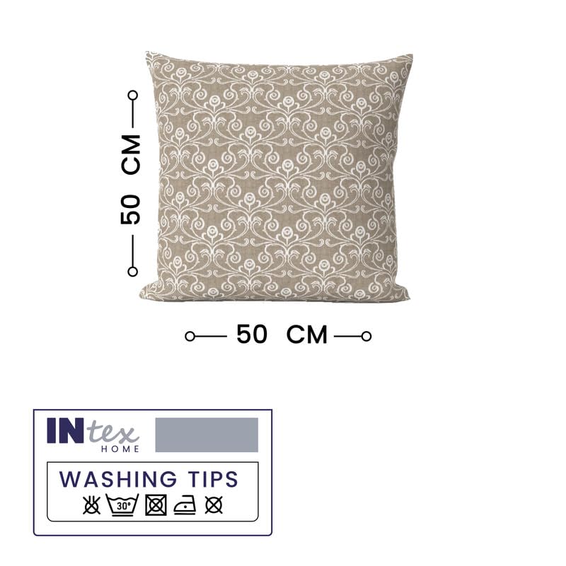 INtex Home Linen Throw Cushions with Insert Included, Meadow Breeze Printed Cushion Cover, Soft Durable Fabric for Living Room Bedroom or Sofa, Elegant Home Accent Cushions, 40 x 40 cm - Petrol Blue