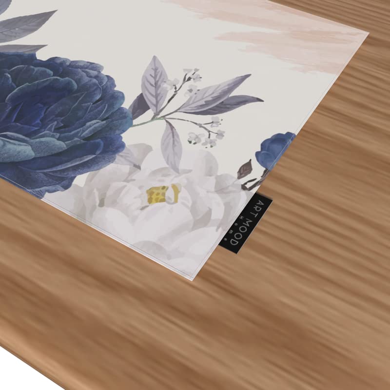 Bloom Canvas Placemats Set of 6 in Blue & White, each 45x30 cm, elegant floral table mats, durable and washable, perfect for protecting surfaces during everyday meals or special events
