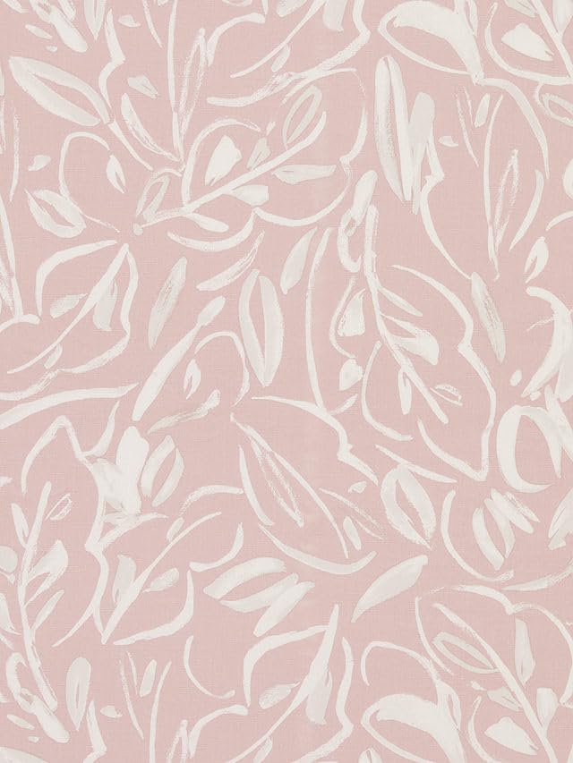 Linen Velvet Curtains - Pink Printed Leaves Sheer - Steel Grommets - 1 Piece