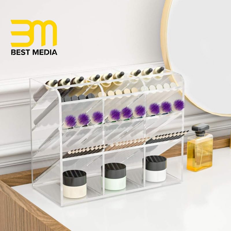 Multi-Functional DIY Clear Acrylic Pen Holder and Desktop Organizer Box, Customizable Stationary Storage Rack for School, Home, and Office Art Supplies, Modular and Easy to Assemble