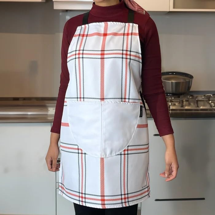 Apron, Cross-Back Design, Soft Cotton-Like Fabric, One Size, Lightweight Breathable Unisex with Front Pocket, for Cooking, and Daily Use